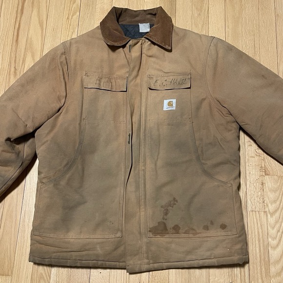 Carhartt Other - Carhartt Jacket Mens 2XL 48 Reg Insulated Chore Coat Barn Tan Brown Distressed